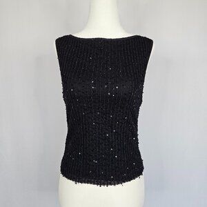 TWINK Sequin Women's Top | Black Sleeveless | Size S
